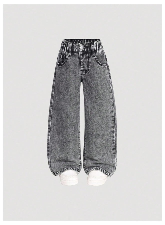 WDIRARA Toddler Girl's 2 Pack Jeans Straight Leg Baggy Denim Pants Grey&Blue 5Y - Image 3