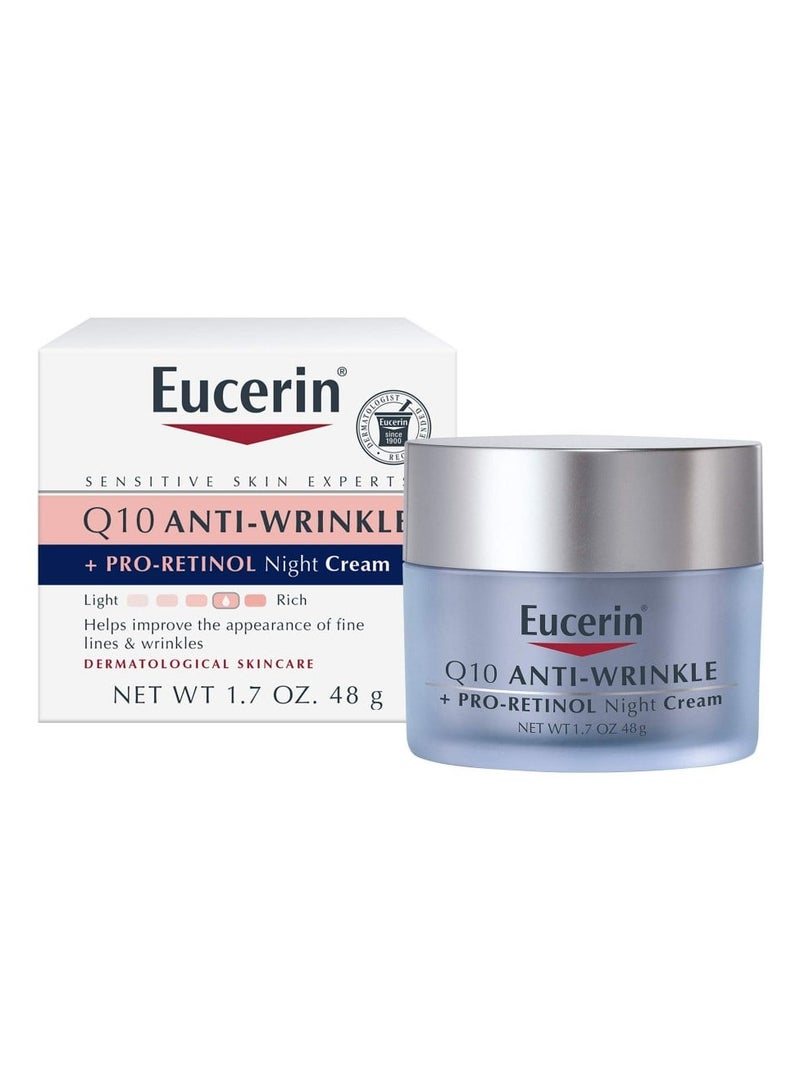يوسيرين كريم Q10 الليلي المضاد للتجاعيد + برو-ريتينول، كريم للوجه للبشرة الحساسة، عبوة 1.7 أونصة - Image 1