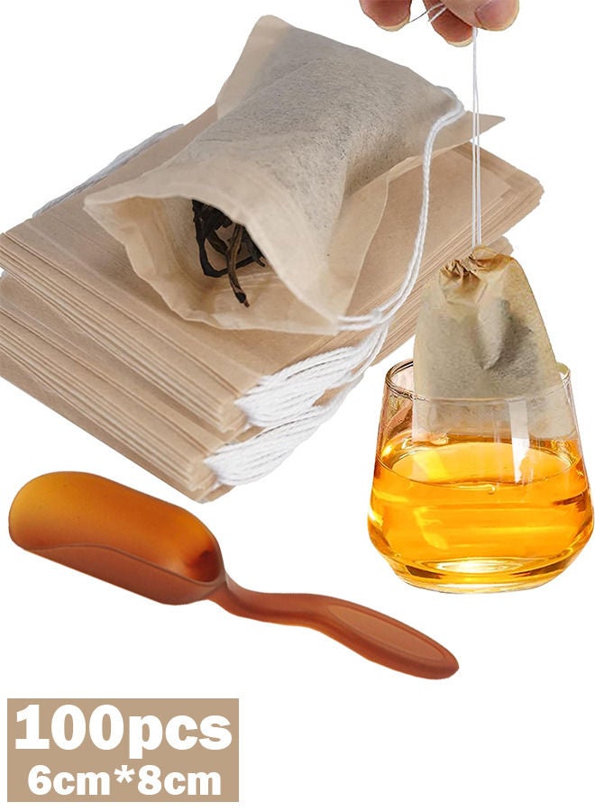 100pcs Empty Tea Bags Disposable Tea Infuser Filter with Drawstring Natural Eco-friendly Bag for Loose Tea Coffee Spice Herbs  - Image 1