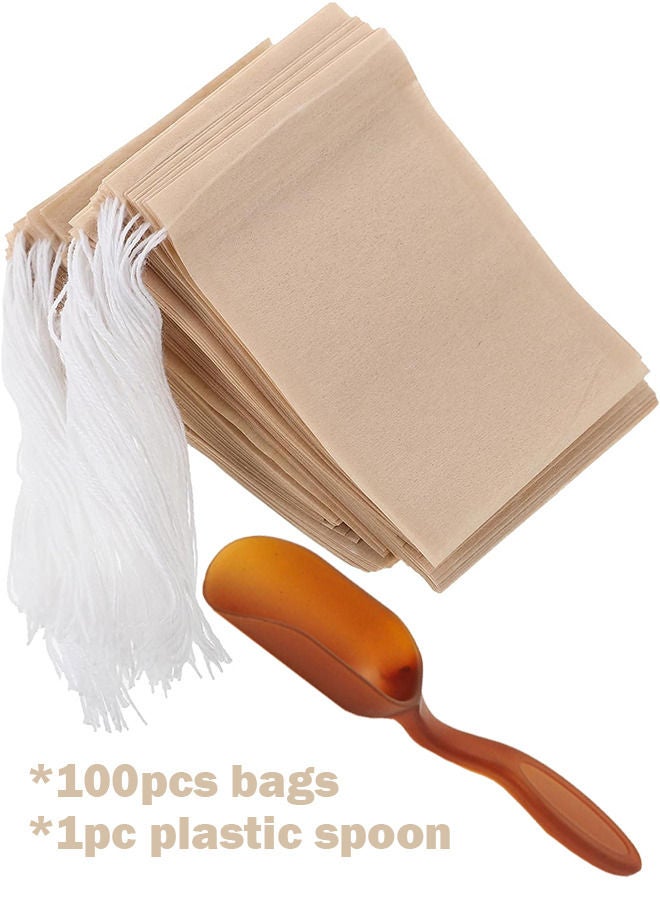 100pcs Empty Tea Bags Disposable Tea Infuser Filter with Drawstring Natural Eco-friendly Bag for Loose Tea Coffee Spice Herbs  - Image 2