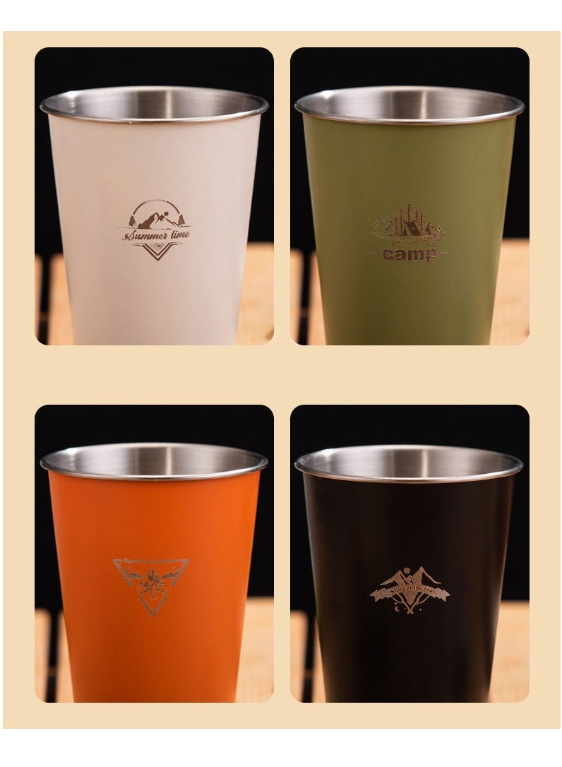 Arabest Camping Cup 350ml (4 Pack) 304Stainless Steel Cup for Outdoor Picnic Hiking Fishing Surfing Party Pint cup Metal Mug Tumbler Camping Gift for Him (4 colors)  - Image 4