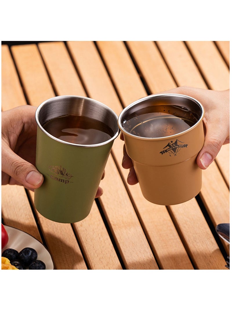Arabest Camping Cup 350ml (4 Pack) 304Stainless Steel Cup for Outdoor Picnic Hiking Fishing Surfing Party Pint cup Metal Mug Tumbler Camping Gift for Him (4 colors)  - Image 3