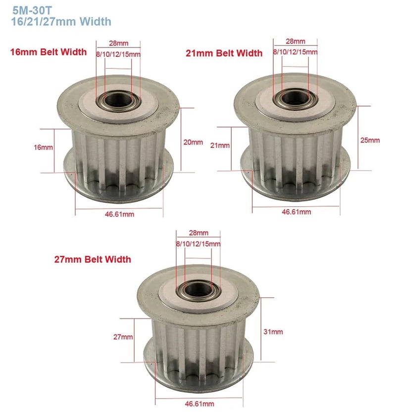 HTD5M 30T Idler Pulley 15mm Bore 21mm Belt Width 30 Teeth Bearing Wheel - Image 3