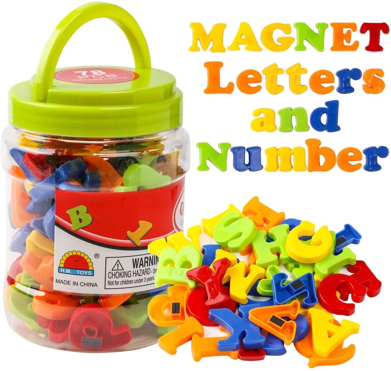RAEQKS Magnetic Letters Numbers Alphabet ABC Colorful 123 Refrigerator Fridge Magnets for Vocabulary Educational Toy Set Preschool Learning Spelling Counting Game Uppercase Lowercase for Kids Age 3