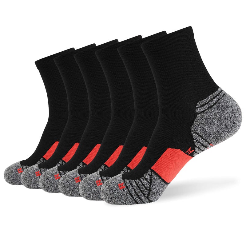 WANDER Men's Athletic Ankle Socks 6 Pairs Running Socks for Sport Low Cut Cycling Socks 6-9/10-12/12-14 (Black Red, Shoe Size: 10-12) - Image 1