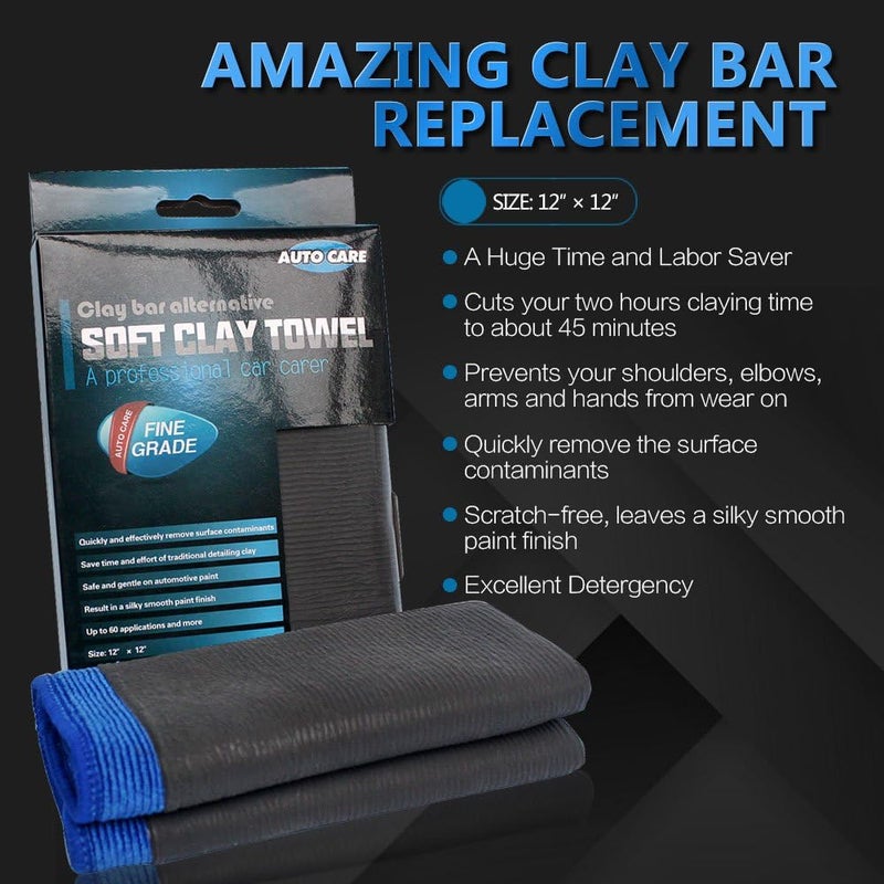 AUTO CARE Clay Towel, Fine Grade Microfiber Clay Bar Towel Clay Bar Cloth Towel Mitt Automotive Detailing Towel Wash Mitt Clay Bar Alternative for detailing, Creative Gift-Blue, 1 Pack - Image 4