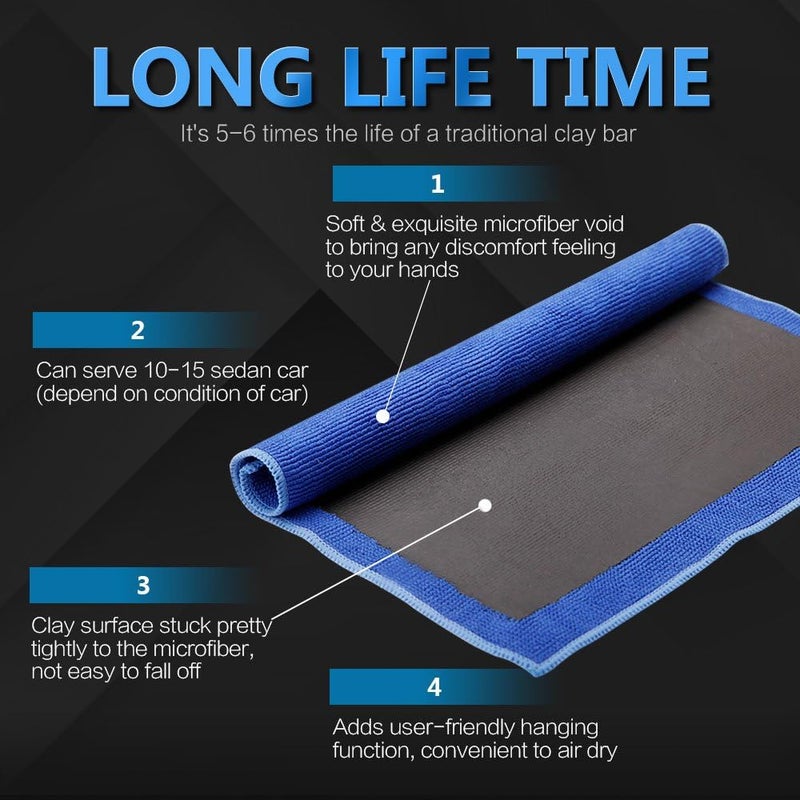 AUTO CARE Clay Towel, Fine Grade Microfiber Clay Bar Towel Clay Bar Cloth Towel Mitt Automotive Detailing Towel Wash Mitt Clay Bar Alternative for detailing, Creative Gift-Blue, 1 Pack - Image 5