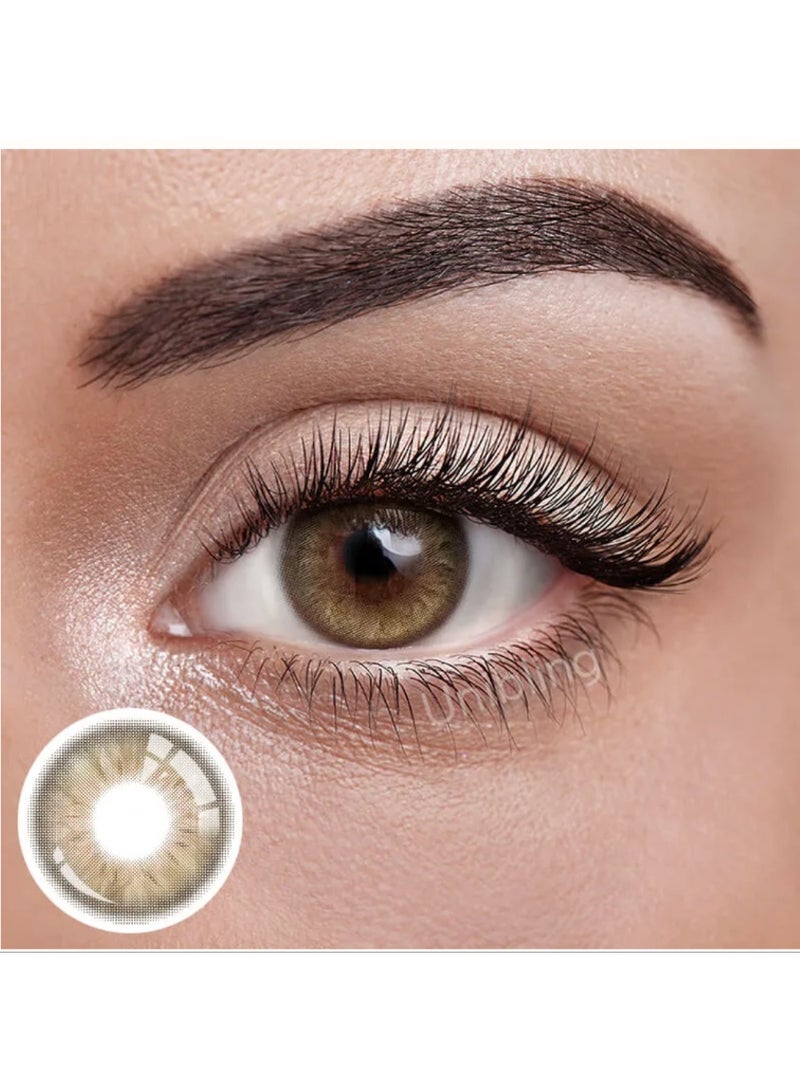Unibling Bell Brown Yearly Colored Contact Lenses, Unisex Cosmetic Contact Lenses, Enlargement Collection, Light Brown, With Case - Image 2