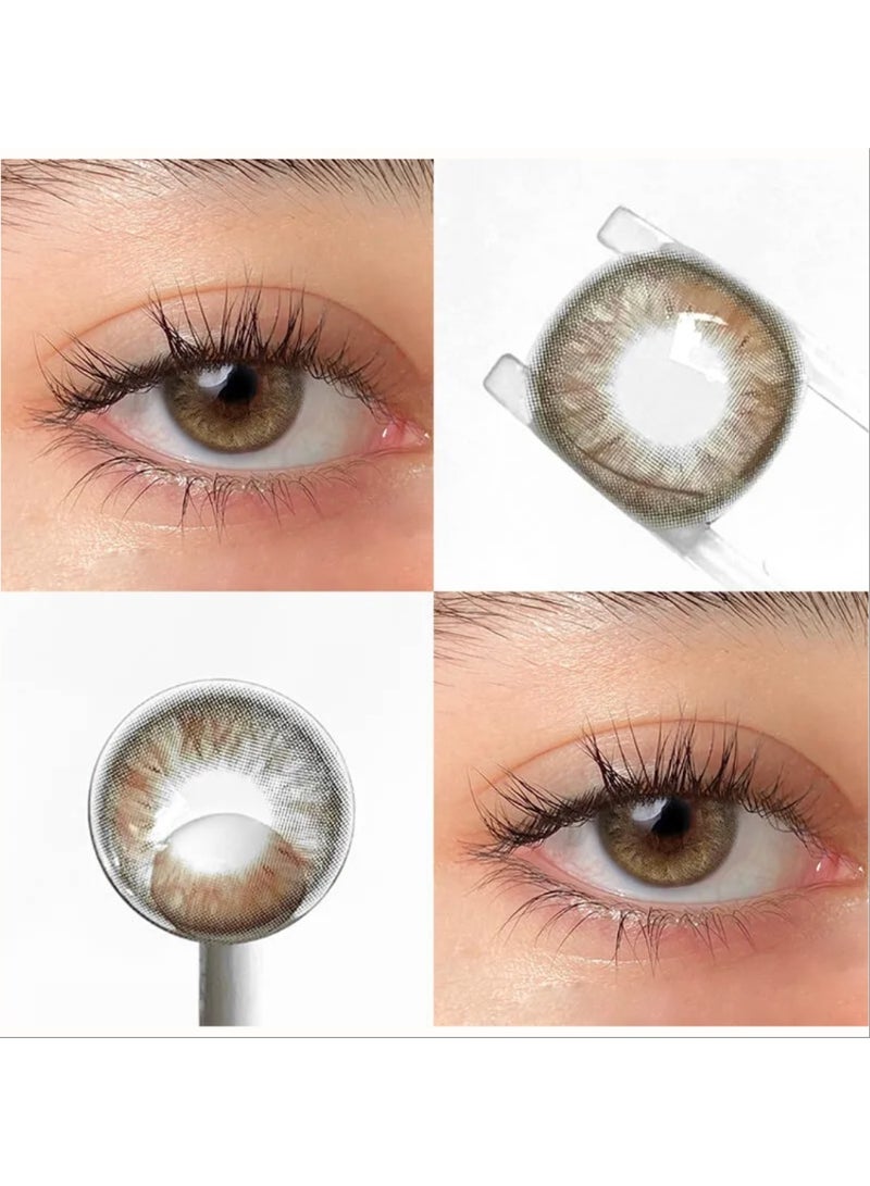 Unibling Bell Brown Yearly Colored Contact Lenses, Unisex Cosmetic Contact Lenses, Enlargement Collection, Light Brown, With Case - Image 3