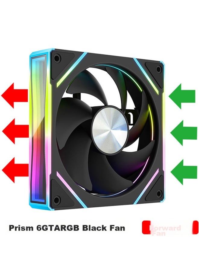 Play Jia Wanjia Lengjing 6gt Argb Black Forward Airflow Fan, Case Cooling 12cm Fan, Rgb Synchronization, 5v 3-pin Argb Pwm Temperature-controlled Speed Adjustment - Image 1