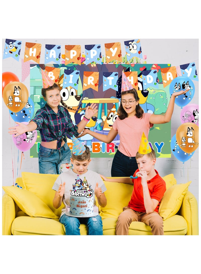 ILovhaprty Bluey Birthday Decorations, 98Pcs Bluey Party Decorations & Bluey Tableware Sets - Bluey Birthday Plates, Napkins and Bluey Balloon Backdrops Cake Decorations and Other Bluey Birthday Party Supplies - Image 4