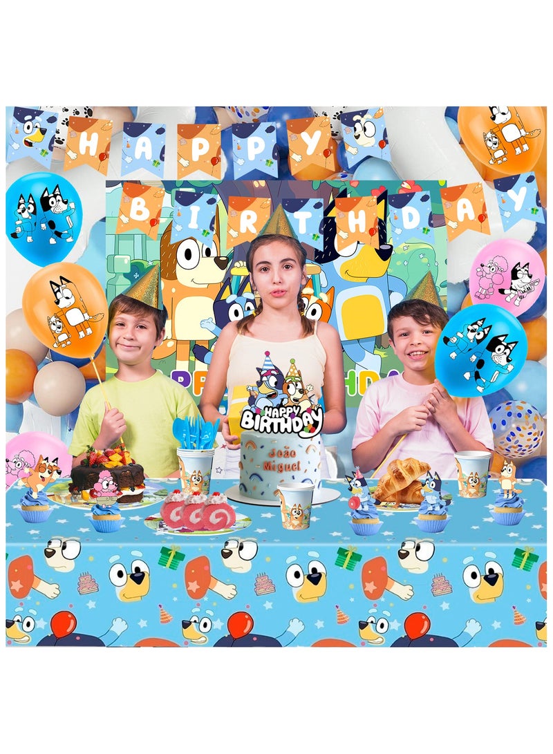 ILovhaprty Bluey Birthday Decorations, 98Pcs Bluey Party Decorations & Bluey Tableware Sets - Bluey Birthday Plates, Napkins and Bluey Balloon Backdrops Cake Decorations and Other Bluey Birthday Party Supplies - Image 5