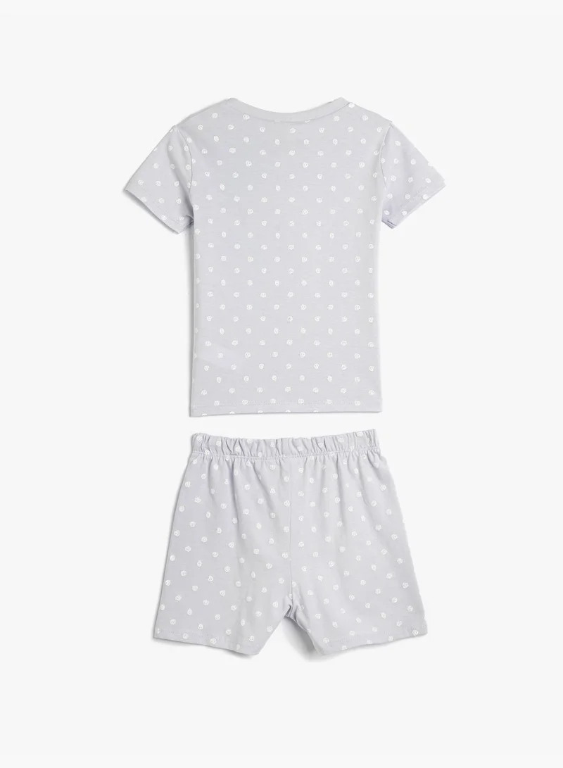 KOTON Short and T-Shirt Set Dinosaur Printed  Cotton