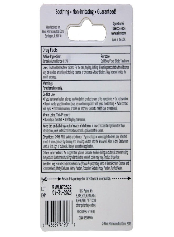 Releev 1 Day Cold Sore Symptom Relief, Soothing Non-Irritating Patented Viracea Formula, 1 ml (Pack of 3 - Image 3