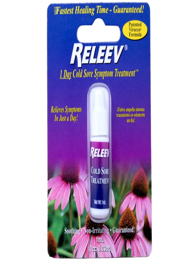 Releev 1 Day Cold Sore Symptom Relief, Soothing Non-Irritating Patented Viracea Formula, 1 ml (Pack of 3 - Image 2