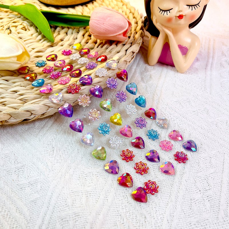 Pearl Diamond Stickers for Kids Face Decoration Colorful 60 pieces (lotus + love) colorful gemstone stickers 