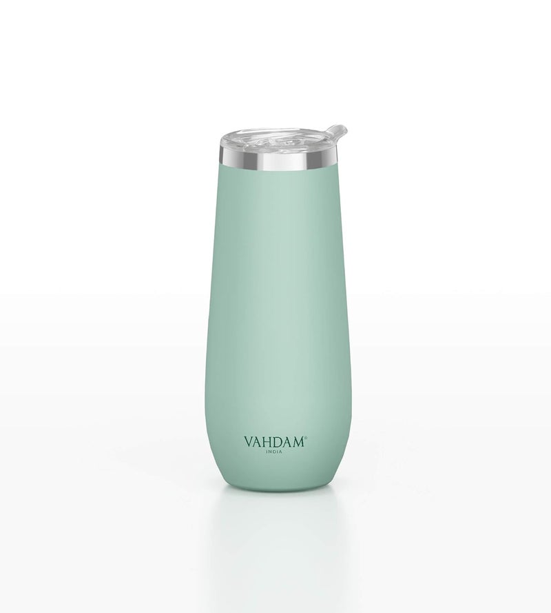 VAHDAM, Caper Stainless Steel Tumbler (270ml) Mint Green | Vacuum Insulated, Double Wall, Sweat-Proof Sipper with Lid for Hot and Cold Drinks | Coffee Mug - Image 1