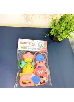 Storio Storio Baby Toys Safari 7 Pcs Rattle Set with Teathers for New Born Baby Gifts, Toy for Babies, Non-Toxic - Safari  - Image 4
