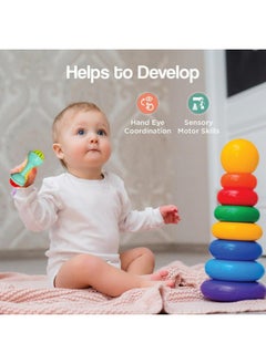 Storio Storio Baby Toys Safari 7 Pcs Rattle Set with Teathers for New Born Baby Gifts, Toy for Babies, Non-Toxic - Safari  - Image 3