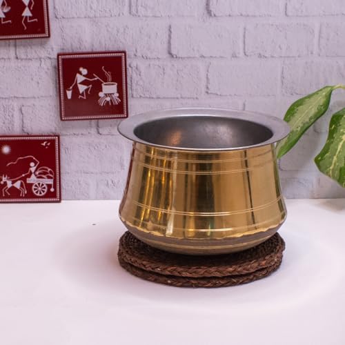 Zishta Brass Rice Pot with Tin Coating - Medium | Perfect for Biryani, Pulao, Rice, Gravies | Narrow Mouth | Quality Tested | Capacity - 3L. - Image 3