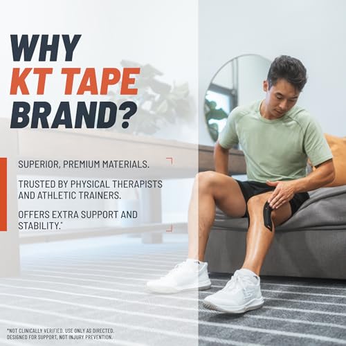 KT Tape, KT Flex Reinforced Adhesive Strips – 8 Pack, 10 in. Precut Strips in Black – Effective Support for Weak or Injured Knees, 2-Strip Application, Breathable, and Comfortable for Up to 3 Days - Image 2