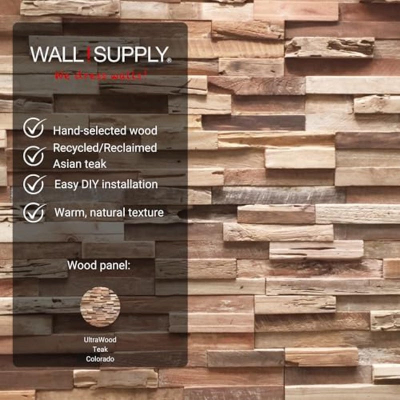Wall!Supply 3D Wall Panels â€“ Reclaimed Rustic Asian Teak Wood â€“ Home Decor Wallpaper Alternative for Living Room, Bedroom & Office â€“ Easy DIY Installation â€“ 10 Pack, Covers 9.6 Sq Ft - Image 4