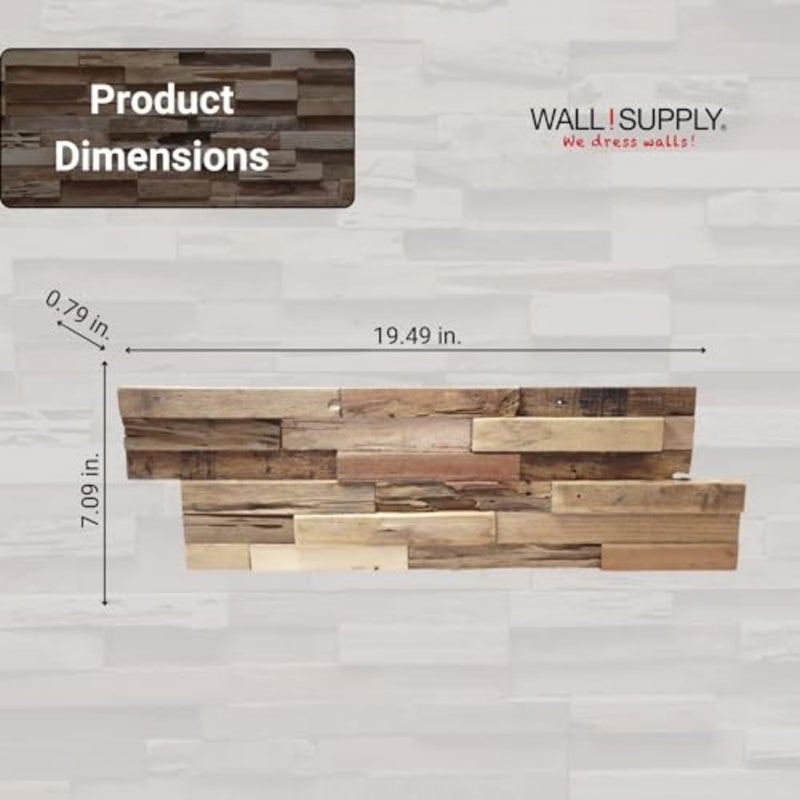 Wall!Supply 3D Wall Panels â€“ Reclaimed Rustic Asian Teak Wood â€“ Home Decor Wallpaper Alternative for Living Room, Bedroom & Office â€“ Easy DIY Installation â€“ 10 Pack, Covers 9.6 Sq Ft - Image 5