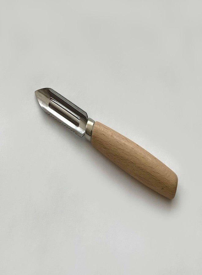 Tredoni 2.8" Vegetable Peeler Scraper & Core Extractor - Potato/Carrot/Apple Peeler - Wooden Handle, 7cm Inox Italian Stainless Steel - Image 4