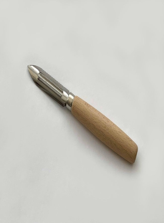 Tredoni 2.8" Vegetable Peeler Scraper & Core Extractor - Potato/Carrot/Apple Peeler - Wooden Handle, 7cm Inox Italian Stainless Steel - Image 5