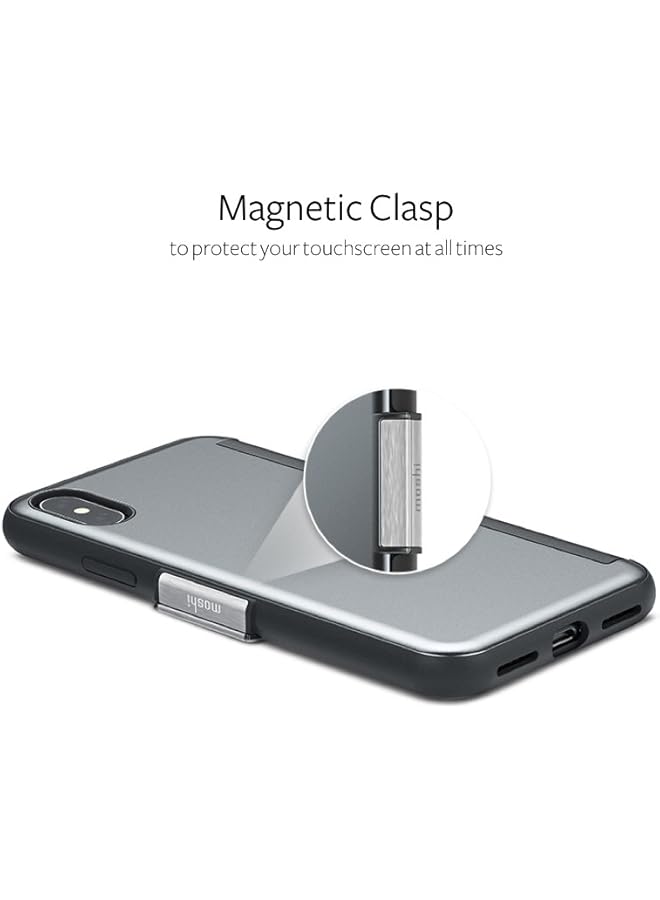 إيروريكس جراب محفظة Stealthcover لهاتف Iphone X مقاوم للصدمات والسقوط ومضاد للخدش ومتوافق مع الشحن اللاسلكي، غطاء محمول بلون الشمبانيا الوردي - Image 4