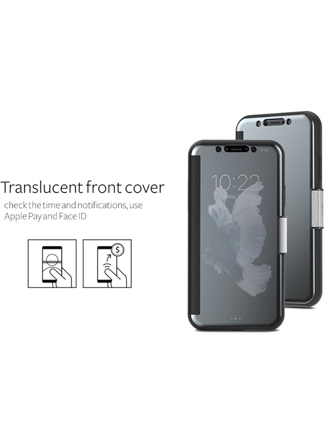 إيروريكس جراب محفظة Stealthcover لهاتف Iphone X مقاوم للصدمات والسقوط ومضاد للخدش ومتوافق مع الشحن اللاسلكي، غطاء محمول بلون الشمبانيا الوردي - Image 3