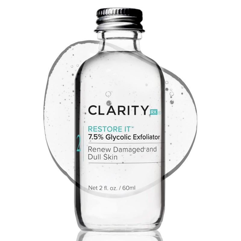 ClarityRx سيروم الوجه كلاريتي آر إكس رستور إت 75 حمض الجليكوليك علاج تقشير نباتي خالي من البارابين للعناية بالبشرة 2 أونصة سائلة - Image 3