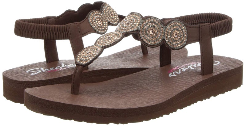 Skechers Women's Meditation-Stars And Spakle Thong Sandal Brown 7 - Image 2