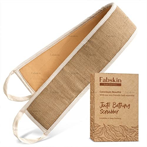 Fabskin Body Back Scrubber For Bathing | Made of Natural Organic Jute Fabric | Exfoliating & Deep Cleaning Back Scrub Belt Brush | For Men & Women - Image 1