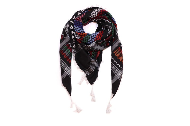 Dulhan AL Makkah Rumaal Desert Scarf For Men/Rumal/Neckerchief/keffiyeh For Neck with Tassels (Multicolored) - Image 1