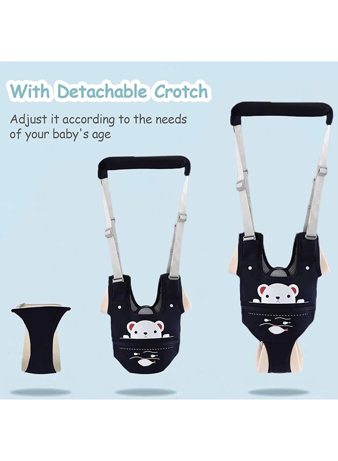 Arabest Baby Walking Harness Handheld Baby Walker Assistant Belt Adjustable Toddler Infant Safety Harnesses Standing Up Walking Learning Helper with Detachable Crotch for 9-24 Month Old (Dark Blue) - Image 4