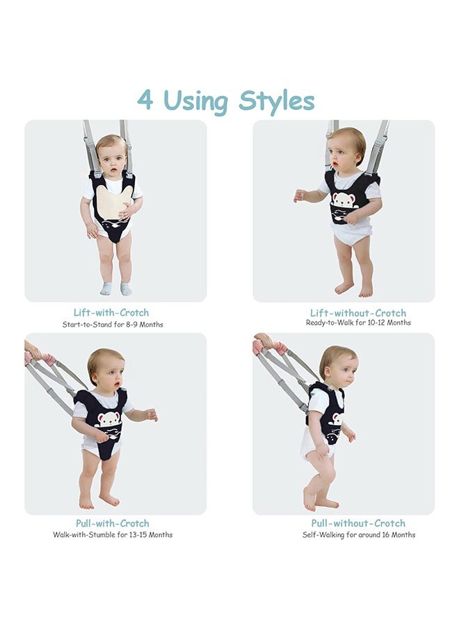 Arabest Baby Walking Harness Handheld Baby Walker Assistant Belt Adjustable Toddler Infant Safety Harnesses Standing Up Walking Learning Helper with Detachable Crotch for 9-24 Month Old (Dark Blue) - Image 5