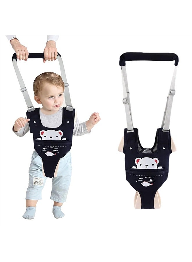 Arabest Baby Walking Harness Handheld Baby Walker Assistant Belt Adjustable Toddler Infant Safety Harnesses Standing Up Walking Learning Helper with Detachable Crotch for 9-24 Month Old (Dark Blue) - Image 2