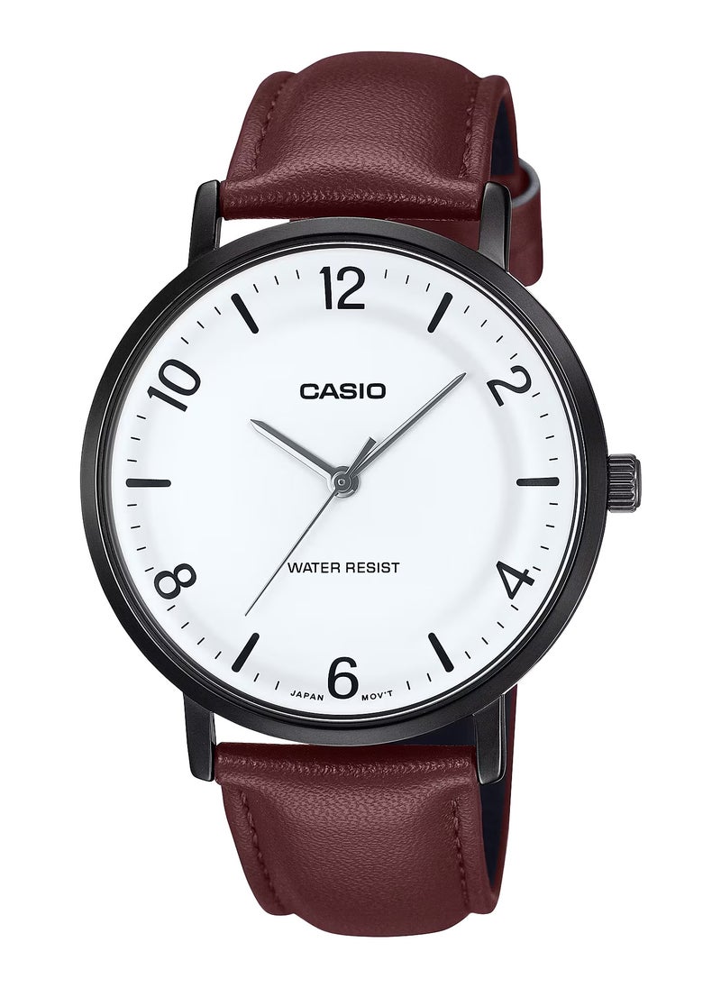 CASIO - Enticer Analog Quartz Leather Strap Men's Watch MTP-VT03BL-7B - 40mm - Image 1