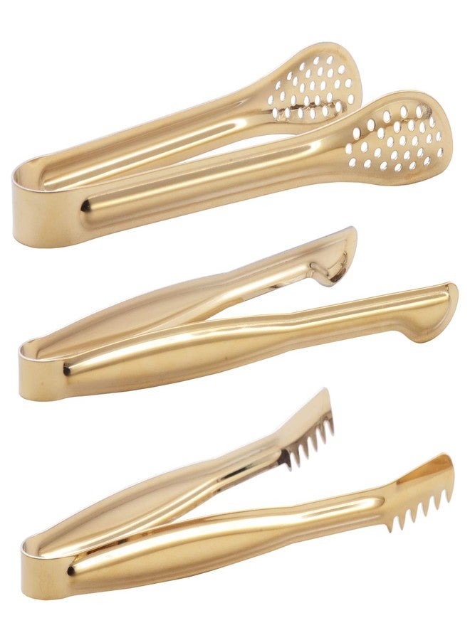 HINMAY Gold Plated Mini Serving Tongs Set 6-Inch Appetizers Tongs Stainless Steel Small Sugar Cube Tongs Ice Tongs, Set of 6 - Image 3