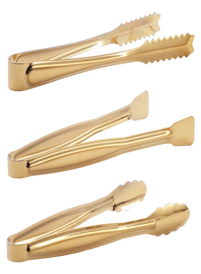 HINMAY Gold Plated Mini Serving Tongs Set 6-Inch Appetizers Tongs Stainless Steel Small Sugar Cube Tongs Ice Tongs, Set of 6 - Image 4