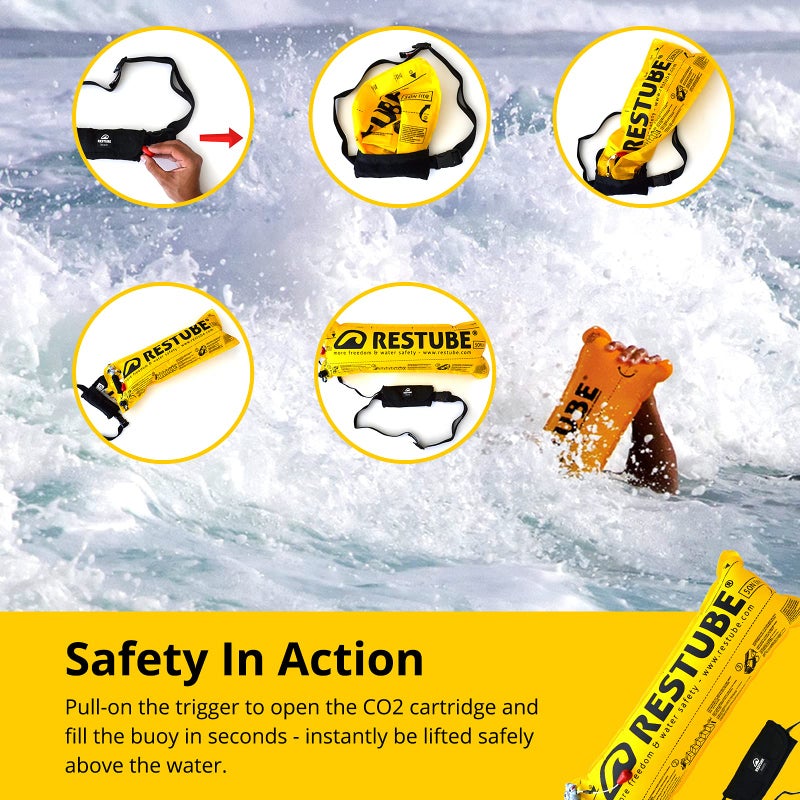 Restube Beach CO2 Replacement Cartridges for One-Pull Inflatable Swim Buoy (Set of 2) â€“ 10.9g Waterproof Marine CO2 Inflators for Swimming Float Buoyancy Aid - Image 3