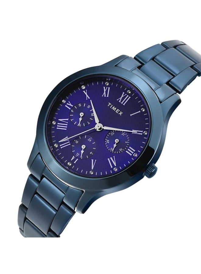 تيميكس ساعة TIMEX تناظرية للنساء، بتصميم دائري ومقاومة للماء - Image 4