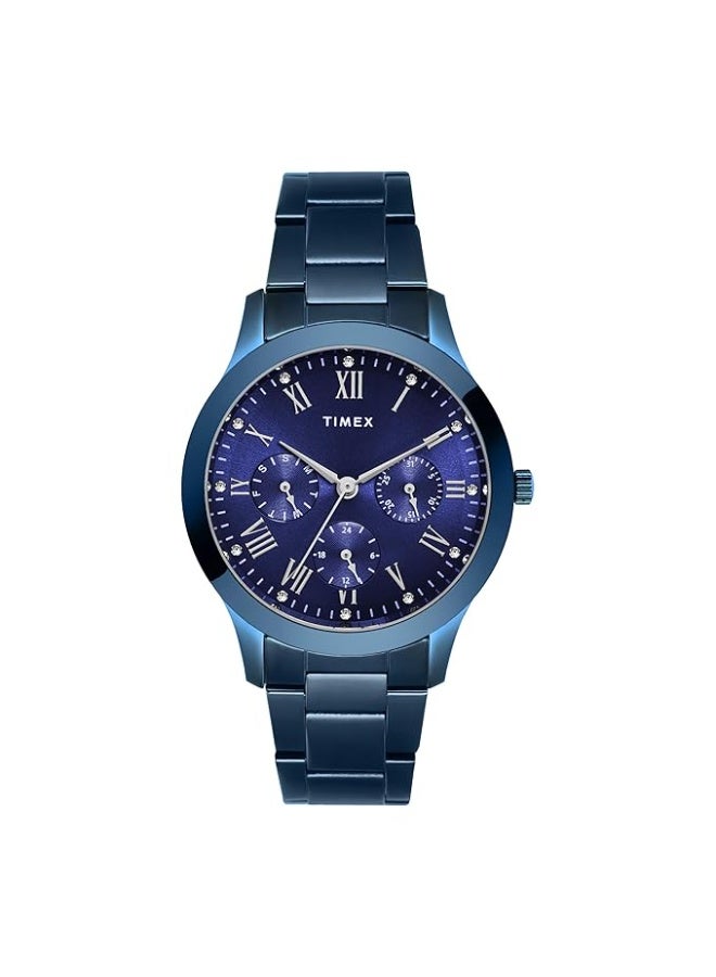 تيميكس ساعة TIMEX تناظرية للنساء، بتصميم دائري ومقاومة للماء - Image 1