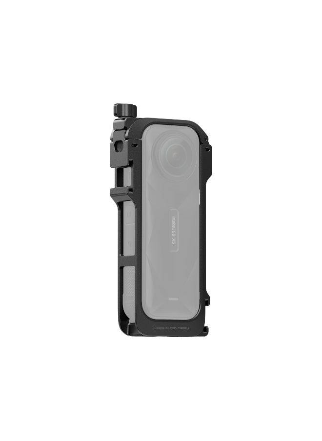 Insta360 X5 Utility Frame | Protective Metal frame for X5's Lenses & body, Quick Release Mounting Point, 2x Cold Shoe Mounts, 2x 1/4" ports, Vertical or Horizontal Mounting w/ Mic Windshields - Black  - Image 2