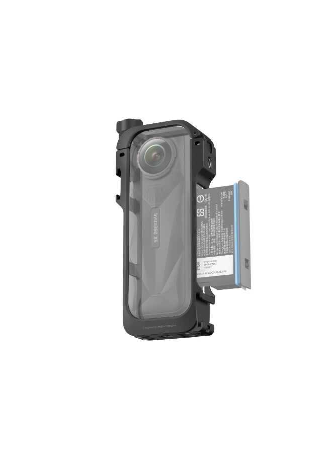 Insta360 X5 Utility Frame | Protective Metal frame for X5's Lenses & body, Quick Release Mounting Point, 2x Cold Shoe Mounts, 2x 1/4" ports, Vertical or Horizontal Mounting w/ Mic Windshields - Black  - Image 3