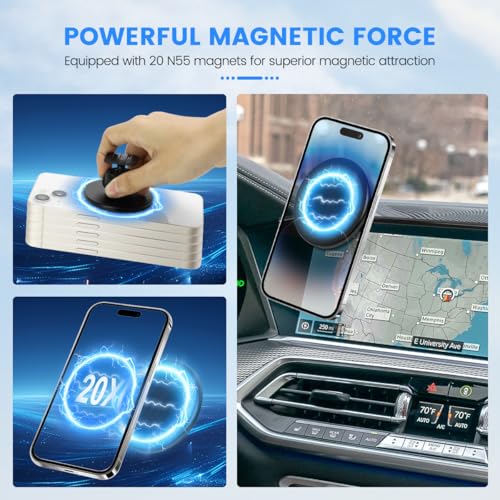 FETUSI Car Phone Holder Fit for BMW X5 2019-2023/X6 2020-2023/X7 2019-2022 Accessories 12.3-Inch Screen Fixed Clip, Phone Mount Compatible with MagSafe Hands-Free 360°Rotation Automobile Cradles - Image 5