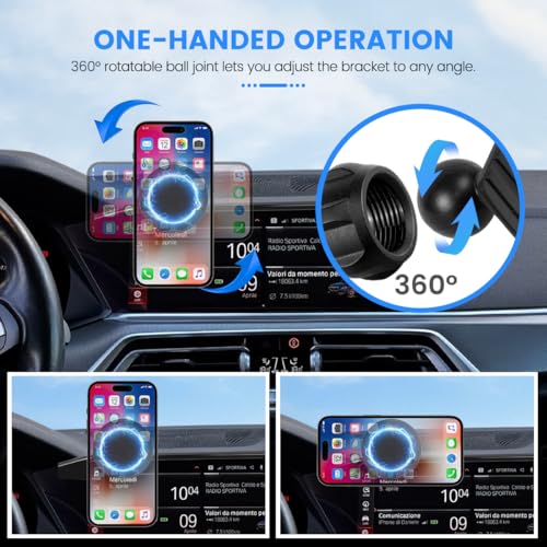 FETUSI Car Phone Holder Fit for BMW X5 2019-2023/X6 2020-2023/X7 2019-2022 Accessories 12.3-Inch Screen Fixed Clip, Phone Mount Compatible with MagSafe Hands-Free 360°Rotation Automobile Cradles - Image 4