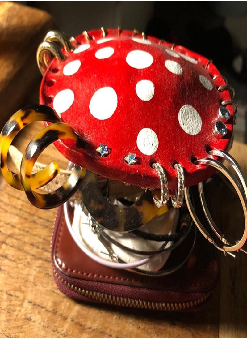 GGOOT - Cute Mushroom Jewelry Holder - 26 Holes Earrings Storage Shelf | Cute Earring Holder Organizer Resin Jewelry Retail Display Stand For Girls Women Gift - Image 1