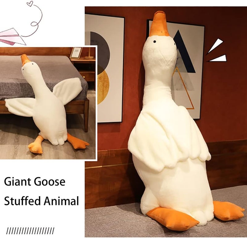 Srutirbo Giant White Goose Plush-51'' Soft Furry Swan Stuffed Animal Pillow,Huge Goose Plush Hugging Pillow Gifts for Every Age (51in) - Image 4